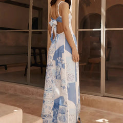 Ingvn  Casual Holiday Print Dress Women's Loose Summer Spring New Style Strapless Dress Polyester Fiber Mixed Fabric