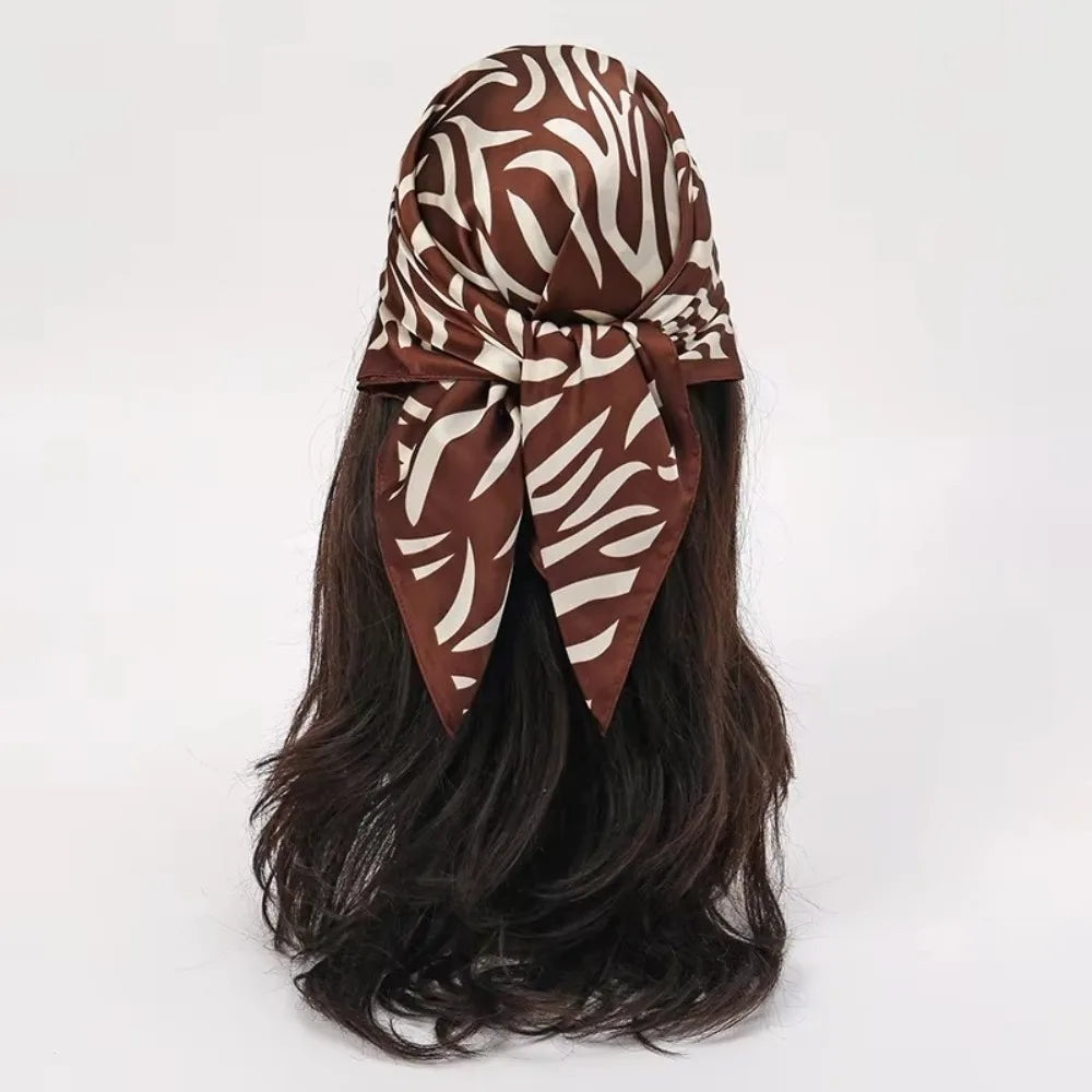 Ingvn  70x70cm Silk Scarf Silk Material Horse Pattern Neck Ties Handkerchief Style Leopard Print Horse Pattern Scarf Summer Season