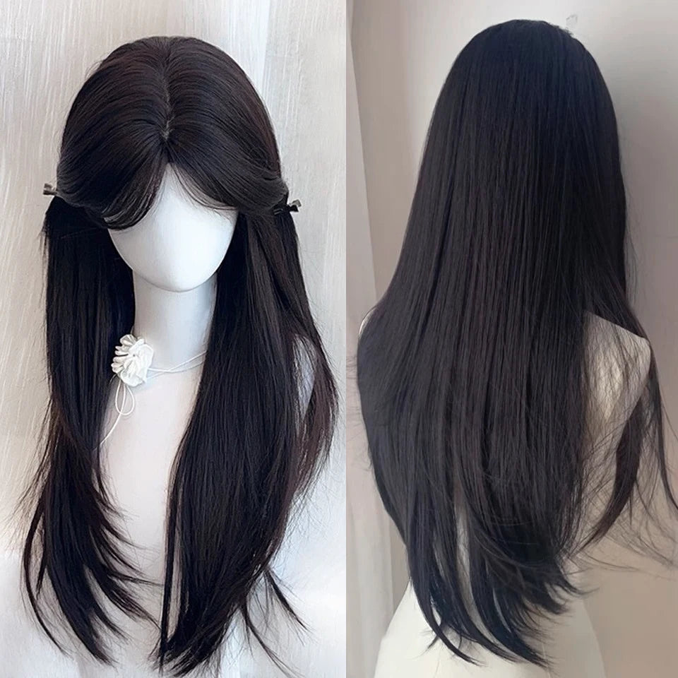 Ingvn  ﻿Long Wavy Ombre Pink Lolita Wig Synthetic Natural Cosplay Small Area Lace Wig Halloween Party Costume Wig for Women Daily Wear