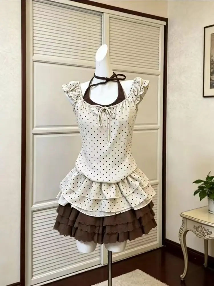 Ingvn  Gothic Lolita Sweet Skirt Dress Women Vintage LaceMini Skirt  Y2K Spicy Girl Style Casual Fashion Suit Chic