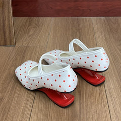 Ingvn - Fashion Square toe Satin Polka Dot Women Pumps Strange Style Mary Janes Mixed Colors High Heels Spring Summer Party Dress Shoes