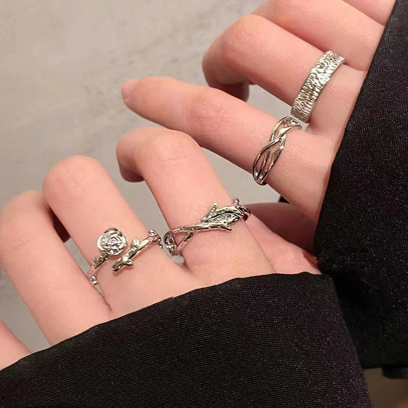 Ingvn  Fashion Trend Pink Crystal Bowknot Heart Rings Zircon Ring Y2K Shiny Zircon Rings for Women Girls Party Aesthetic Jewelry