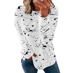 Ingvn - New Autumn European and American Women's Thickened Printed Loose - Fit Pullover Sweatshirt with Crew Neck and Long Sleeves