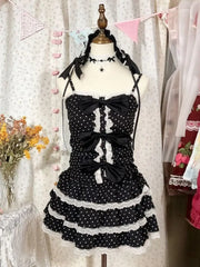 Ingvn  Black Vintage Lolita Dress Women Gothic Y2K Sleeveless Lace Slim Dress Spicy Girl Elegant Daily Streetwear