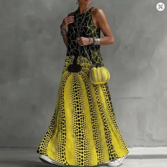 Ingvn  Summer Dress Woman Sleeveless High Waist Dresses Women's Summer Maxi Dress Polka Dot A Line Dress Casual Elegant Party Evening