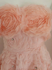 Ingvn  French Elegant Heavy Industry Socialite Birthday Party Dresses 3D Flower Diamond High Waist Slim A-line Fluffy Short Dress Women