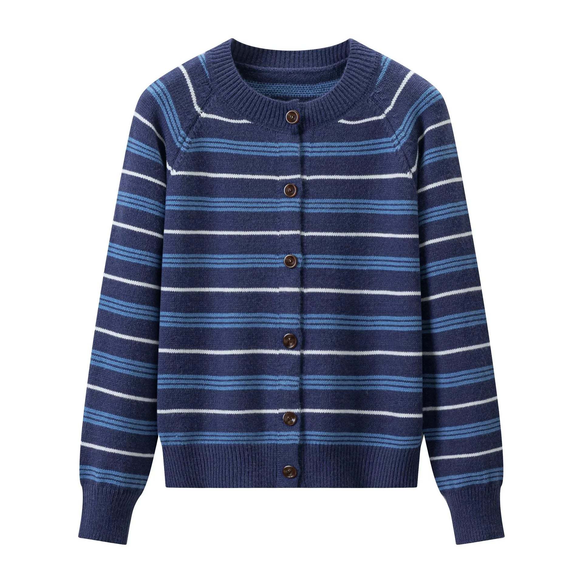 Ingvn - Women's Autumn Winter New Korean Color Block Striped Knit Cardigan Casual Design Versatile Sweater Chic Coquette Trendy