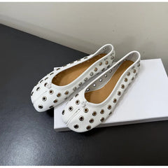 Ingvn  Fashion Rivet Hollow out Split toe Women Ballet Flats Spring Summer Comfortable Soft Sole Lazy Walking Loafers Casual Tabi Shoes