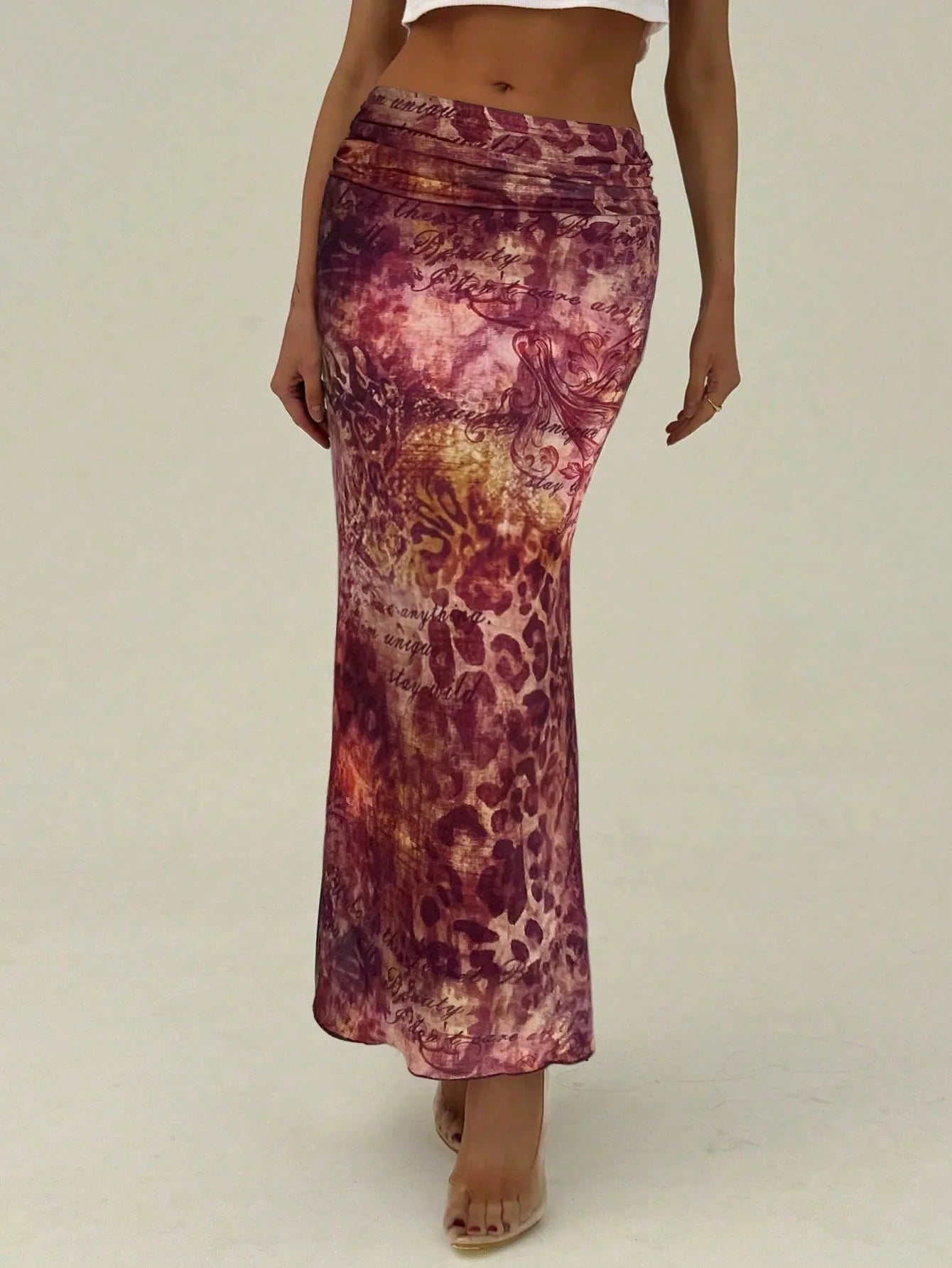 Ingvn  New Women's Slit Sexy Skirt Summer Printed Skirt Long Dress Bodycon Dress Women Elegant Skirt Party Tight Dress