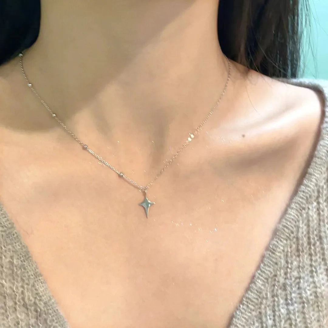 Ingvn  Four-Pointed Star Pendent Necklace Simple Girl Clavicle Chain Trendy Girl Choker Fashion Jewelry