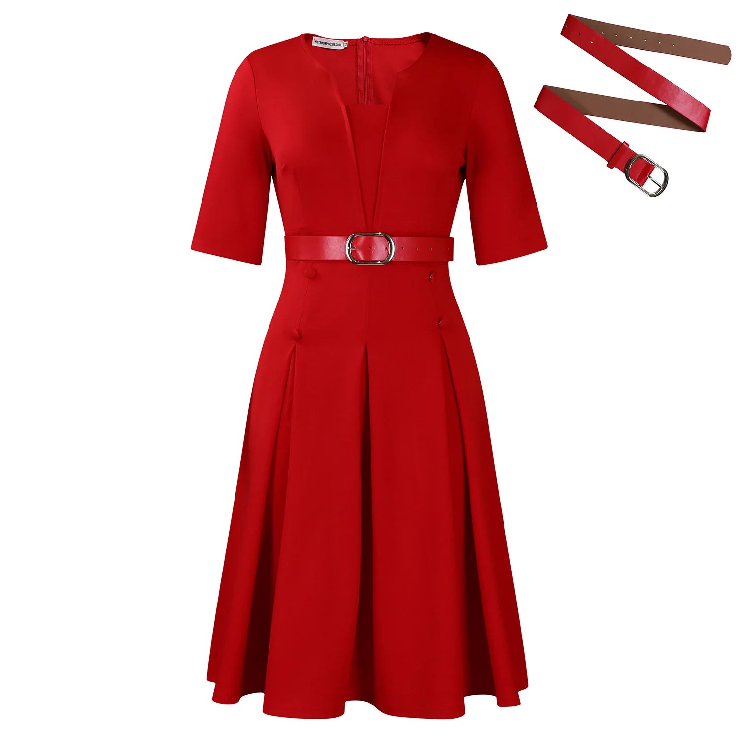 Ingvn  Women's Autumn Fashion Elegant Solid Color Five-quarter Sleeve African Dress