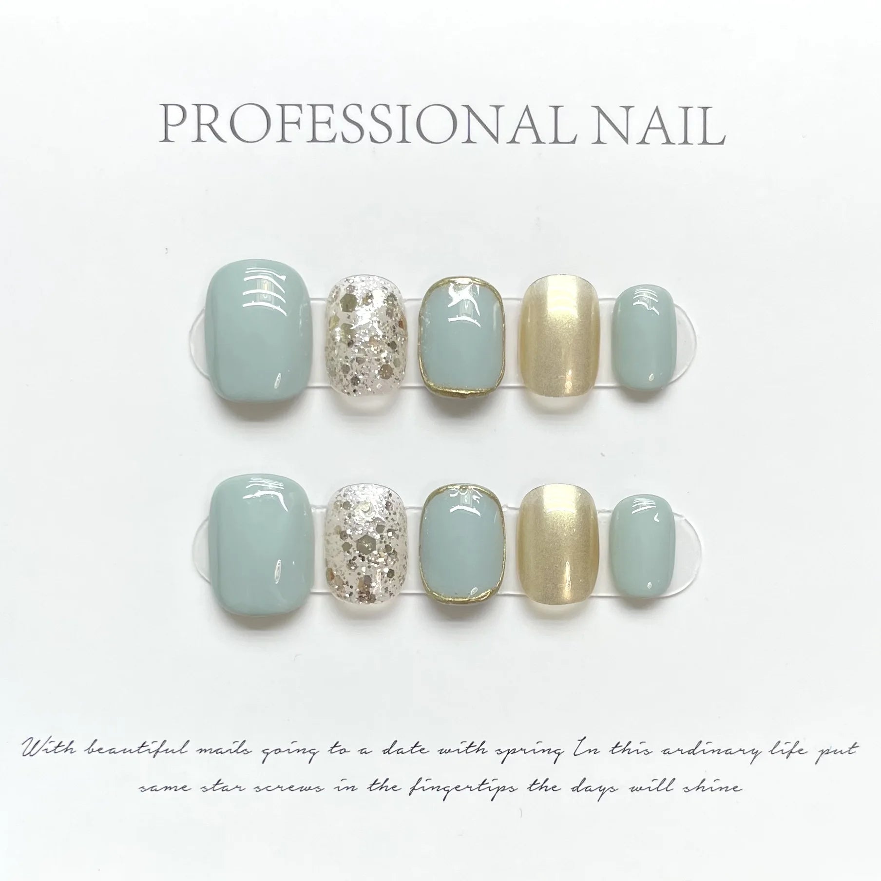 Ingvn  10Pcs Short Sweet and Cool Handmade Press On Nails Full Cover Design Round Head Fake Nail Artificial Manicure Wearable Nail Tips
