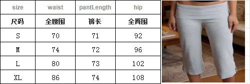 Ingvn  Womens Summer Capris Pants Casual Fold-Over Elastic Waist Side Split Hem Cropped Pants Trendy Trousers for Streetwear