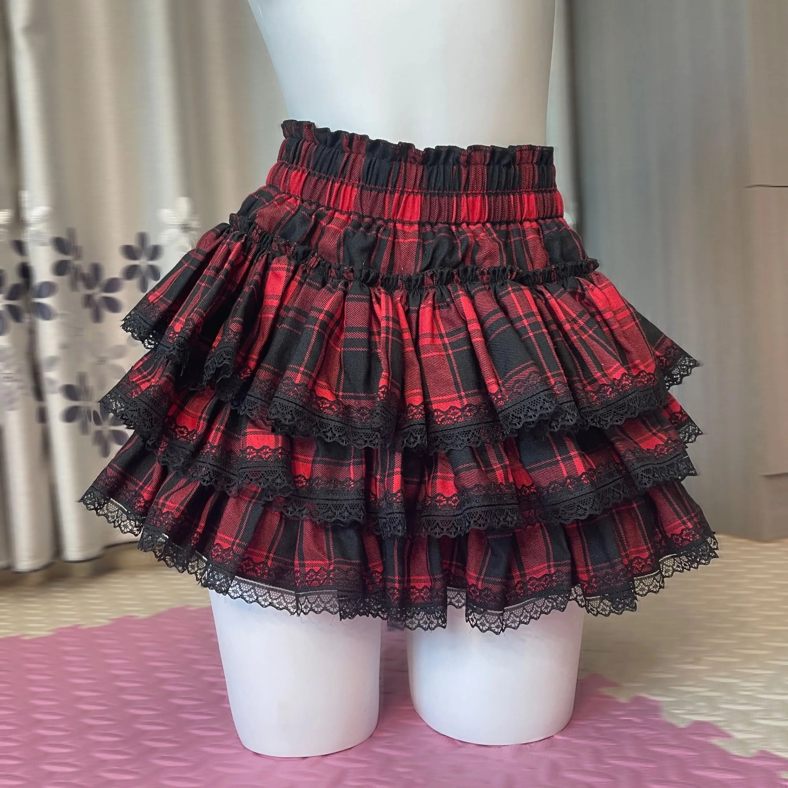 Ingvn  Summer Sweet Bow Lolita Puff Skirt Womens Kawaii Lace Ruffles High Waist A-Line Y2k Subculture Casual Mini Skirts