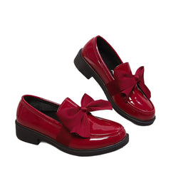 Ingvn  Fashion Elegant Bowknot Slip on Loafers for Women Solid Color Patent Shoes Woman Comfort Soft Sole Platform Loafers