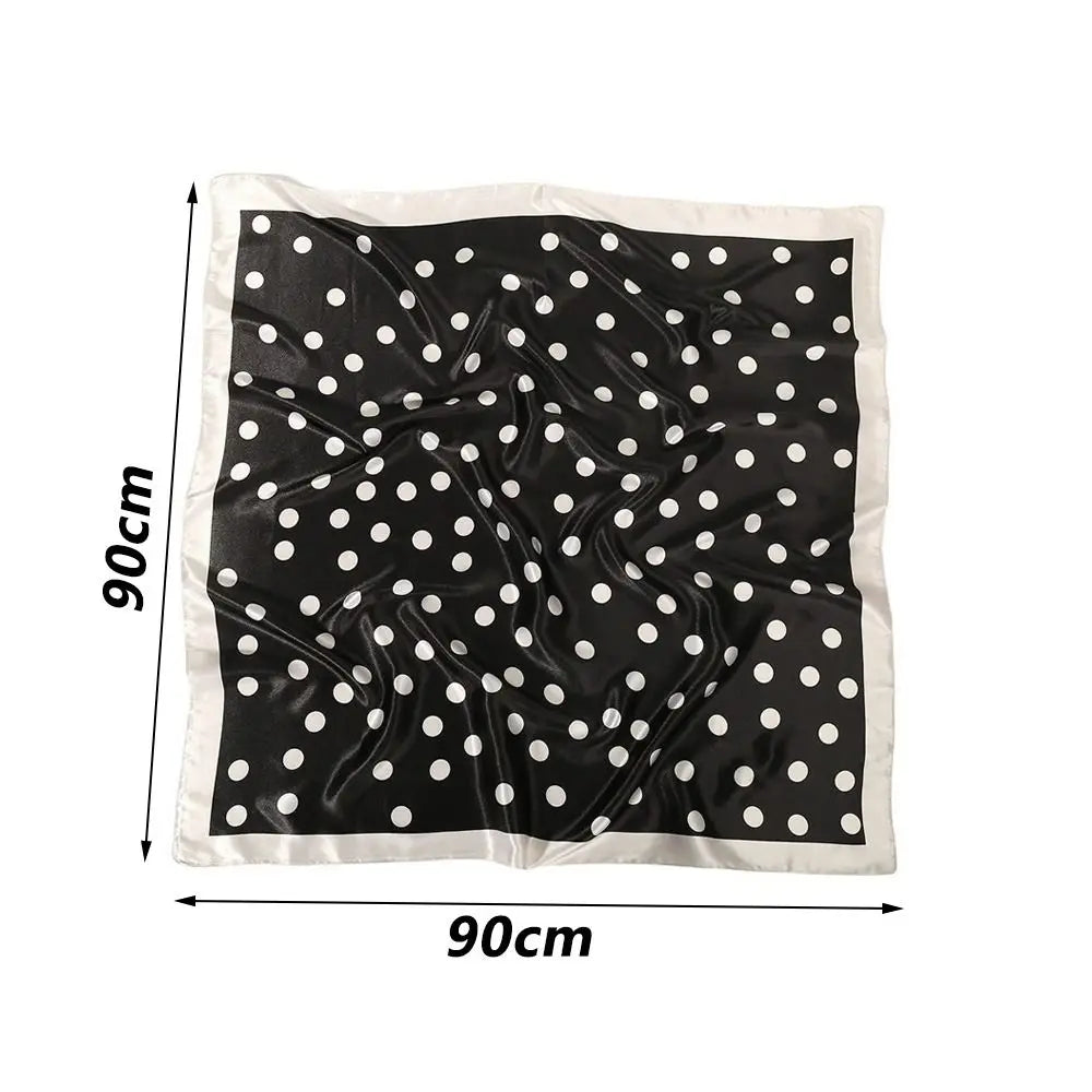 Ingvn  Fashion Silk Satin Dot Print Square Scarf 90cm Luxury Silk Scarf Dot Pattern Neckerchief Shawl Women
