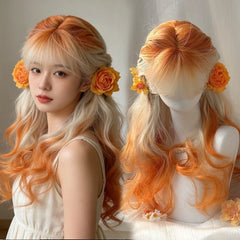 Ingvn  Long Wavy Grey Purple Wig Synthetic Natural Looking Lolita Cosplay Wig Halloween Costume Party Wig for Women Daily Wear