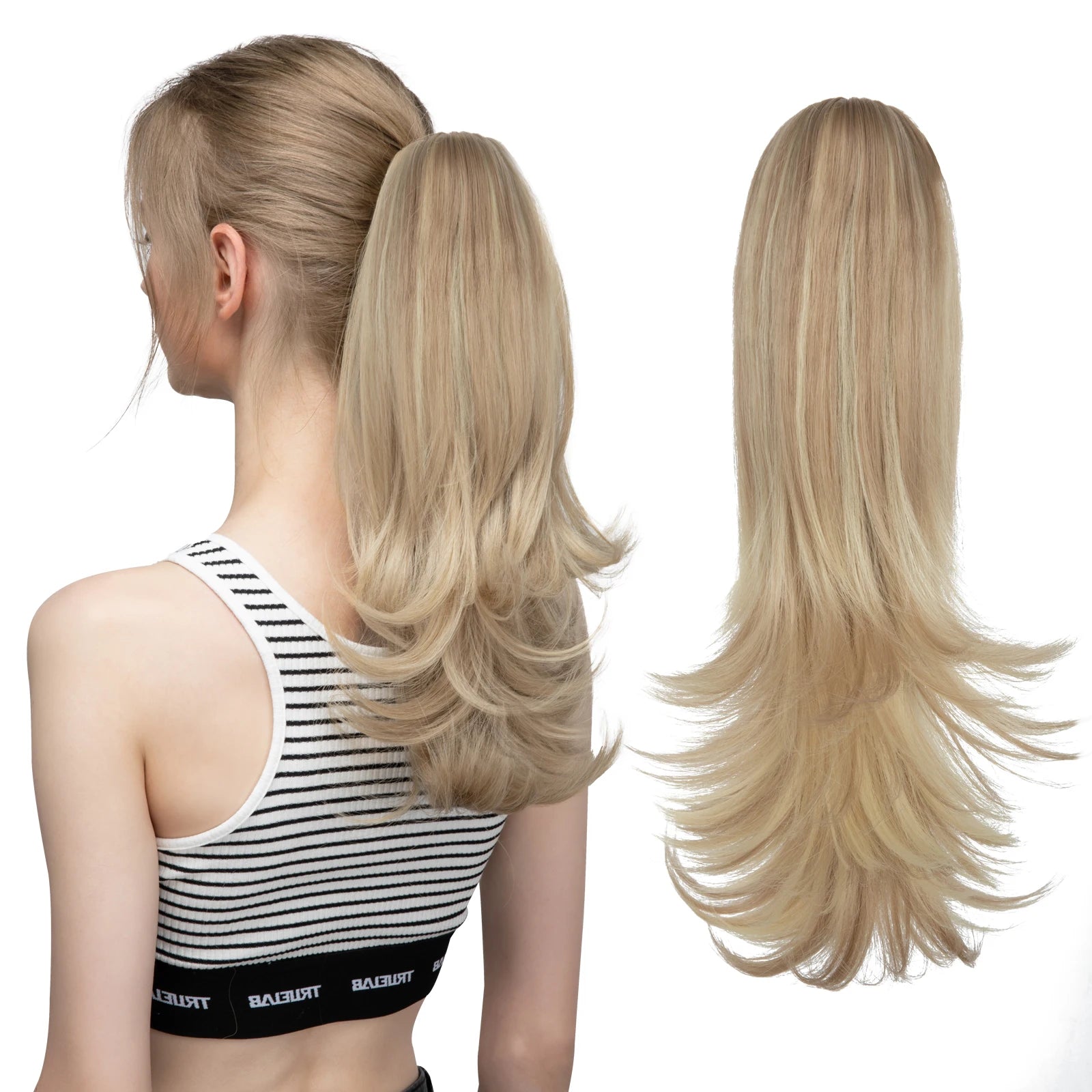 Ingvn  Claw Clip In Ponytail Hair Extensions Hairpiece Fake Blonde Hair Wavy False Pigtail With Elastic Band Horse Tail