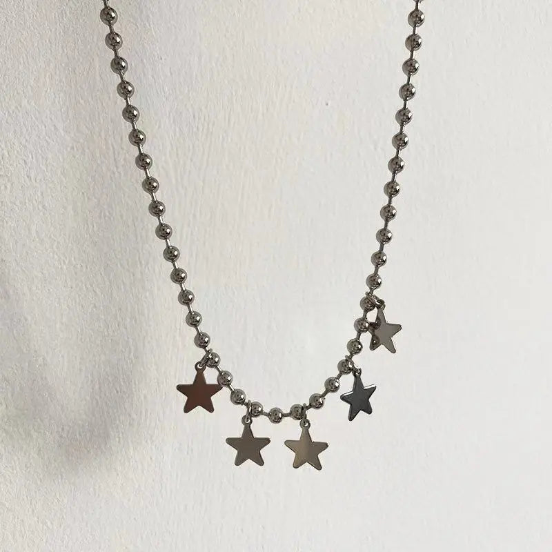 Ingvn  Titanium Steel Star Pendant Necklace for Men Women Y2K Hip Hop Cool Hot Girls Beads Chains Choker Korean Fashion Jewelry