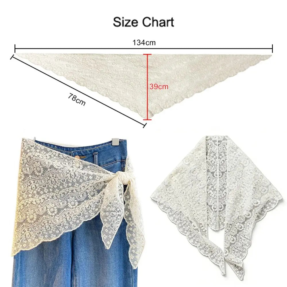 Ingvn  Fashion Flower Embroidery Lace Flower Hair Scarf Cute Thin Mini Lace Skirt Chic Style Bohemian Skirt Extender