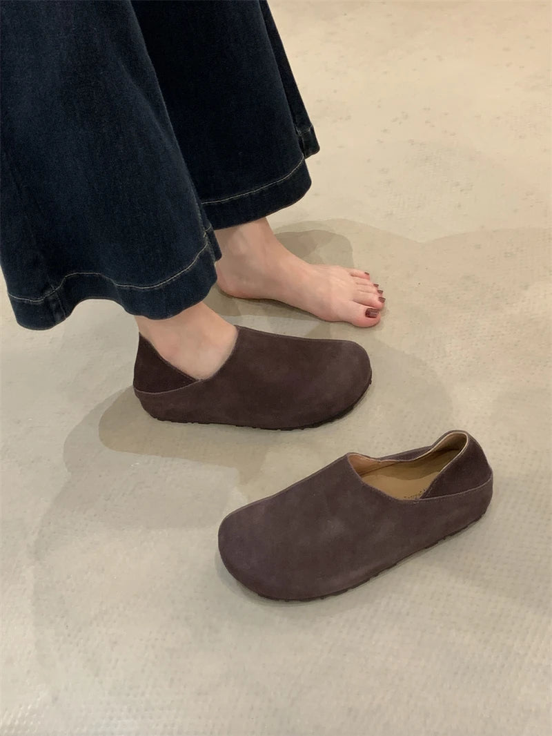 Ingvn  Spring Autumn New Suede Loafers Woman Fringe Round Toe Slip-on Daily Casual Shoes Comfort Outdoor Flat Walk Shoes Women