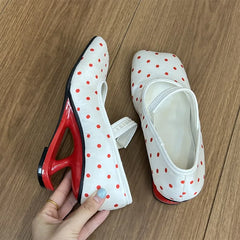Ingvn - Fashion Square toe Satin Polka Dot Women Pumps Strange Style Mary Janes Mixed Colors High Heels Spring Summer Party Dress Shoes