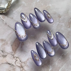 Ingvn  24Pcs Glitter Blue French False Nails Press on Short Round Head Fake Nail with Moon Star Design Artifical Almond Manicure Tips