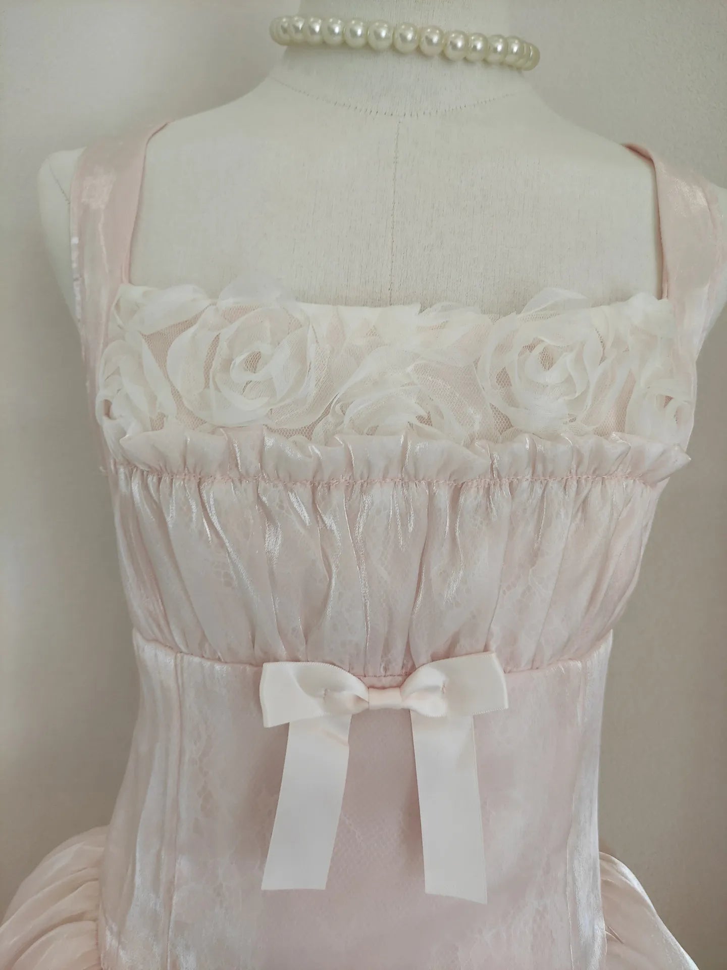 Ingvn  Summer French Elegant Sweet Princess Party Dresses Square Neck Sleeveless 3D Flower Bow High Waist Pink Short Dress Women
