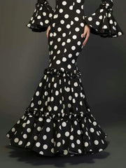 Ingvn  Polk Dot Print Long Dress for Women Flare Sleeve Ruffle Elegant Sexy Trumpet Dress Slim Round Neck Temperament Female Dresses