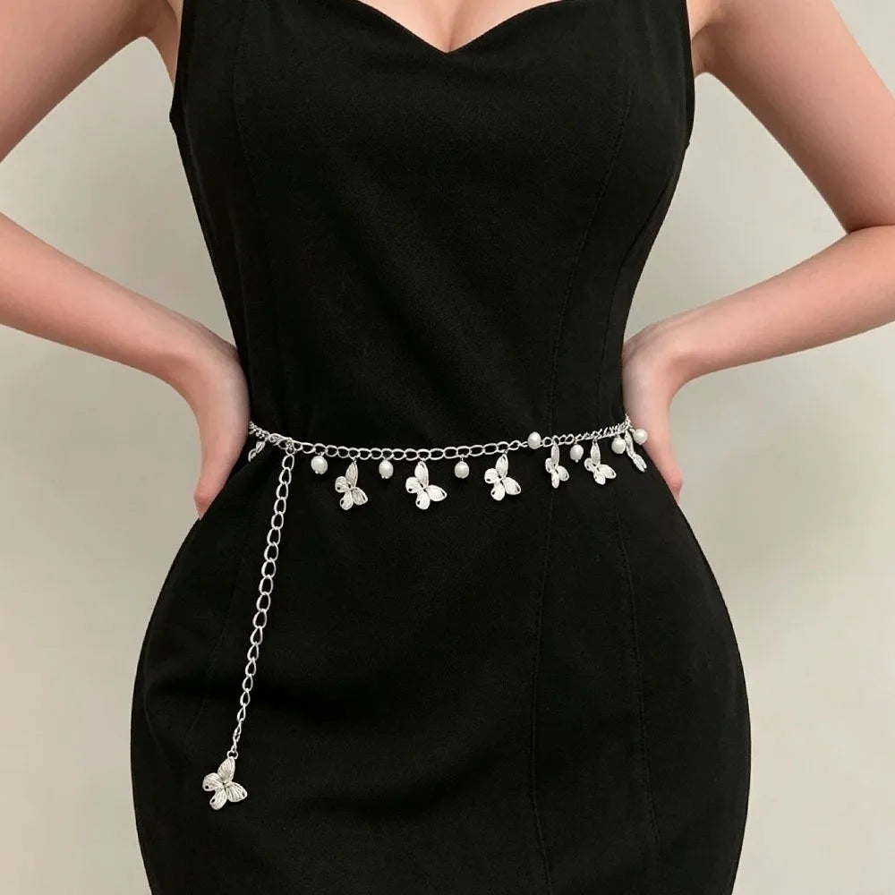 Ingvn  Trendy Metal Waist Chains Dress Accessories Elegant Belly Chain Waistband Versatile Advanced Body Jewelry for Women