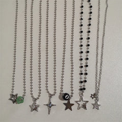 Korean Fashion Chains Star Pendant Necklaces Punk Aesthetic Jewelry Boho Necklace for Women Goth Jewelry Y2K Grunge Rock