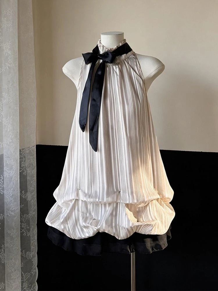 Ingvn  Y2K Vintage Sweet Bud Mini Dress Women Strap Cute Ruffle Dress Summer Casual Streetwear Party Outfits