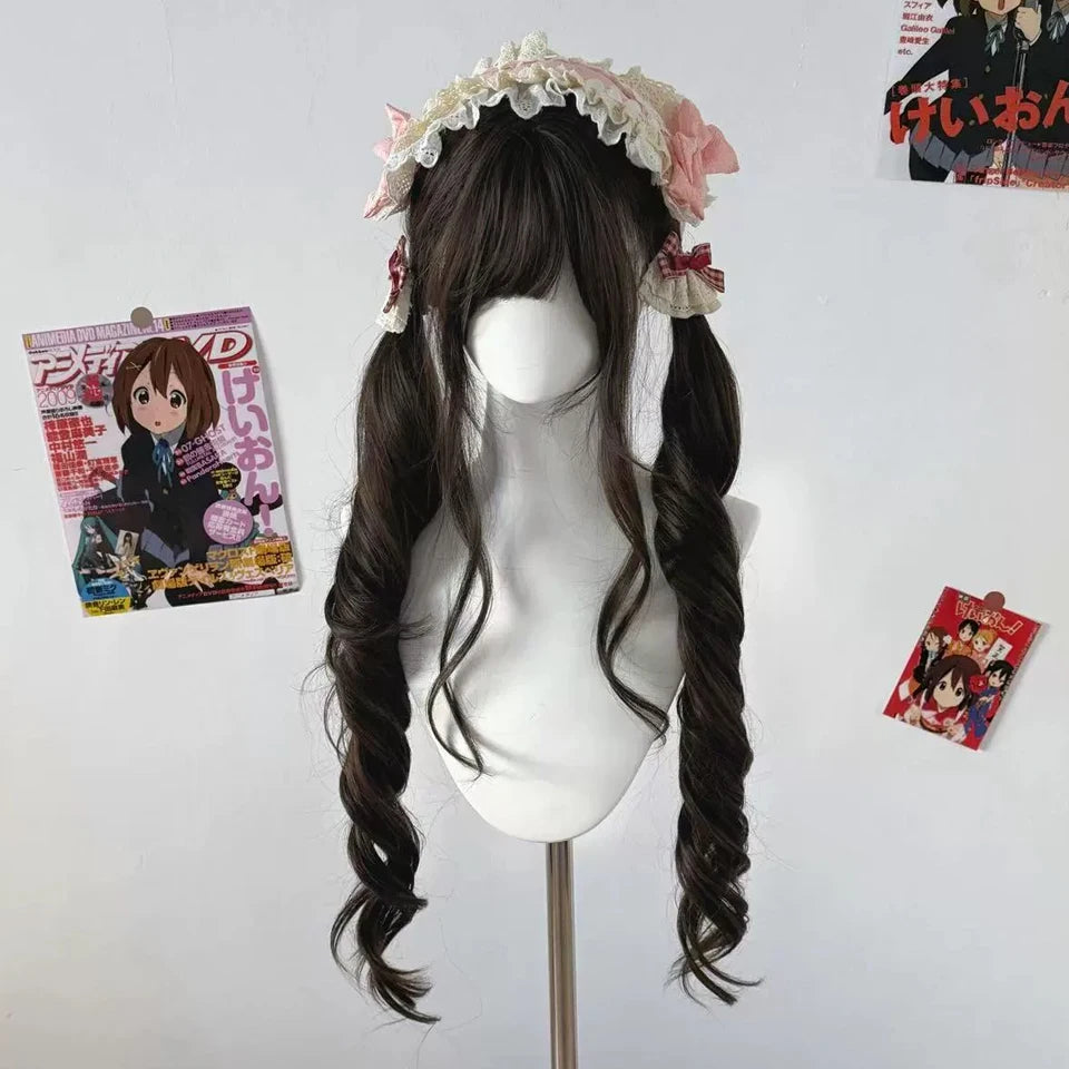 Ingvn - Long Wavy Black Highlight Pink Wig with Bangs Synthetic Diy Cosplay Wig Daily Wear Natural Wig Halloween Costume Wig for Women