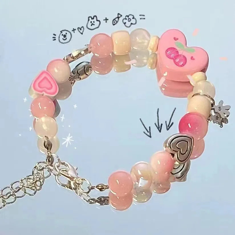 Ingvn  New Cute Geometry Star Conch Ceramic Glass Acrylic Beaded Bracelet Girl Kpop Aesthetic Charm Jewelry Y2K Marine Accessories