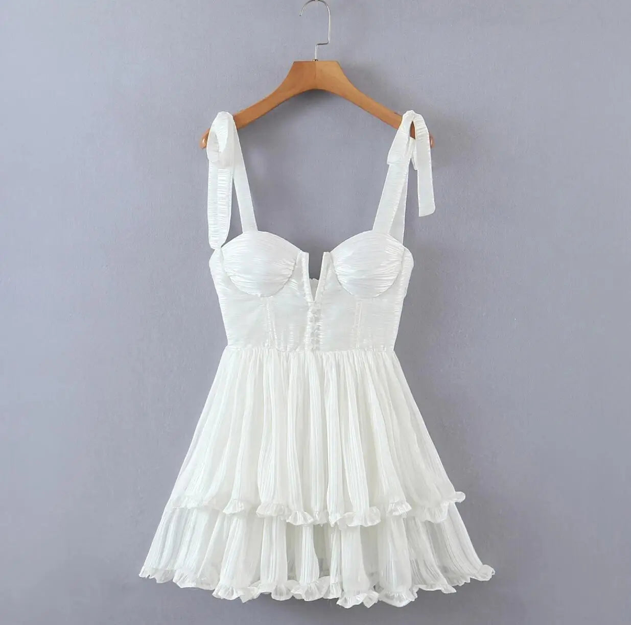 Ingvn  Sweet Pink Flower Print V Collar Sling Dress Women Corset Style Low Waist Folds Hem Ball Gown Swing Short Dresses Mini Tank Robe
