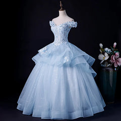 Ingvn - New Blue Elegant Long Evening Dress Women Sexy Off-Shoulder Organza Party Wedding Dress Formal Occasion Dresses