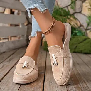 Ingvn  New Casual Flat Bottom Slippers Fashion Women Tassel Metal Lock Loafers Shoes Summer Slipper Comfortable Slip on Shoes