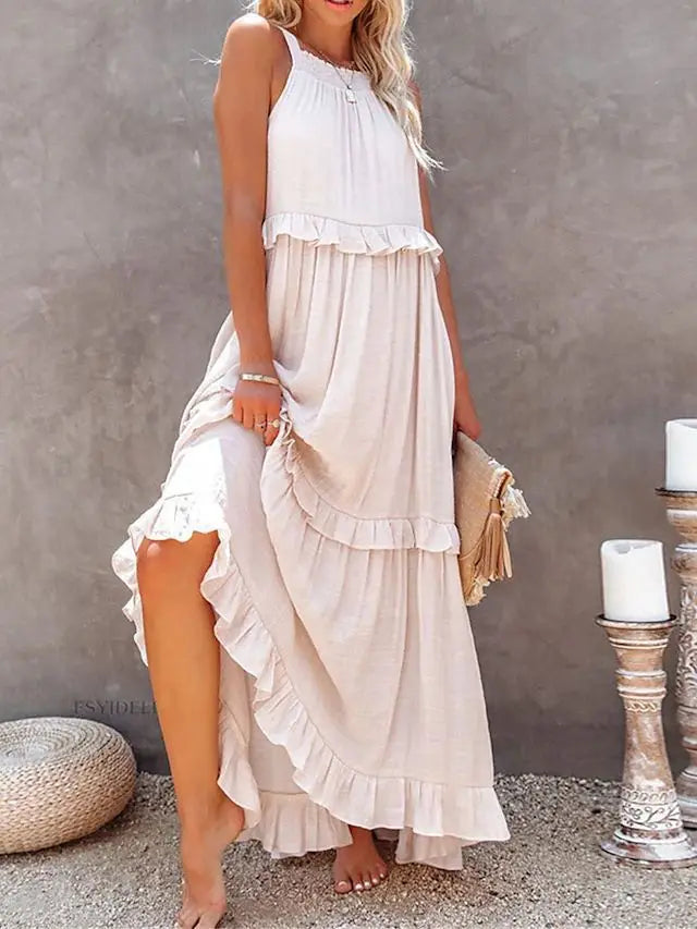 Ingvn  European and American New Summer Vacation Style Long Dress with Big Sway Flowing Beach Skirt for Women
