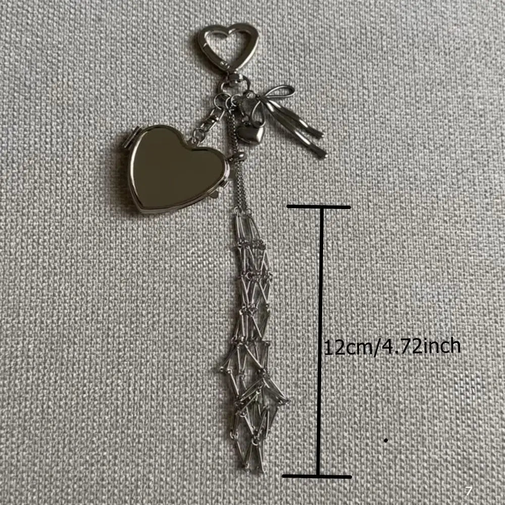 Ingvn  Stainless Steel Metal Net Pocket Lipstick Bag Keychain Charm Bag Accessories Interchangeable Lip Balm Keychain Silver Color Y2K