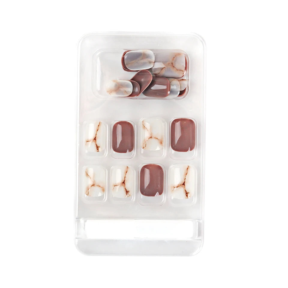 24Pcs/Box Sweet Short Round/Point Head False Nail Art Full Cover Detachable Artificial Fake Nails Ballerina Press on Nails Tips
