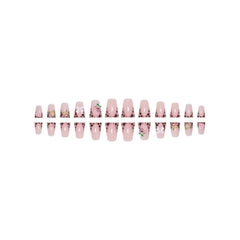 Ingvn  24Pcs 3d Bowknot Love Cherry Ready-made Artificial Nail Tips Leopard French Press on Nails Duckbill Short Aesthetic False Nails