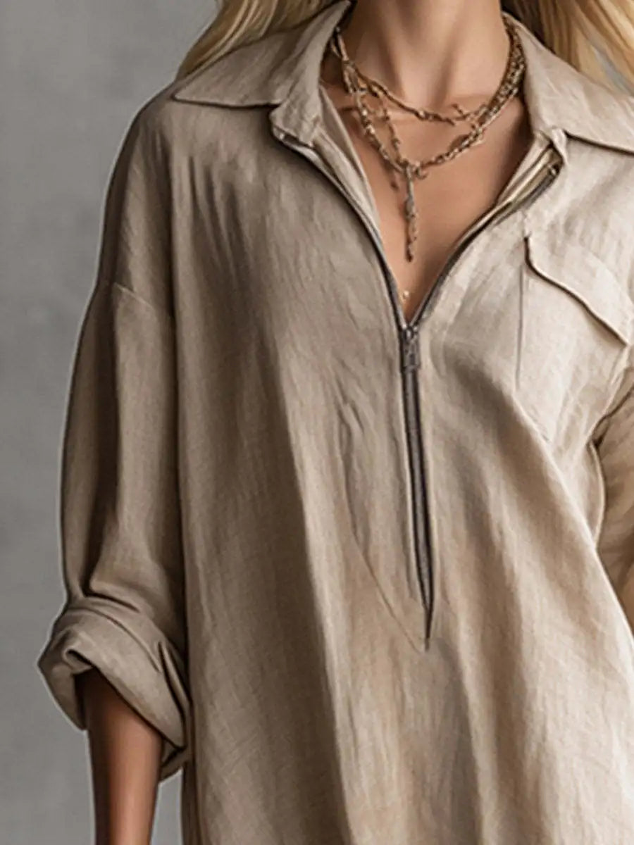Ingvn - Elegant Loose Tassel Trim Dress Irregular Hemline Vintage Style Women's Fashion Autumn Casual Vacation Dress