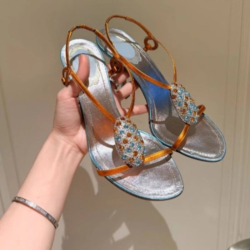 Ingvn  New Women's Stiletto Heel Sandals Open Toe Ankle Strap Party Elegant Prom  Sandals