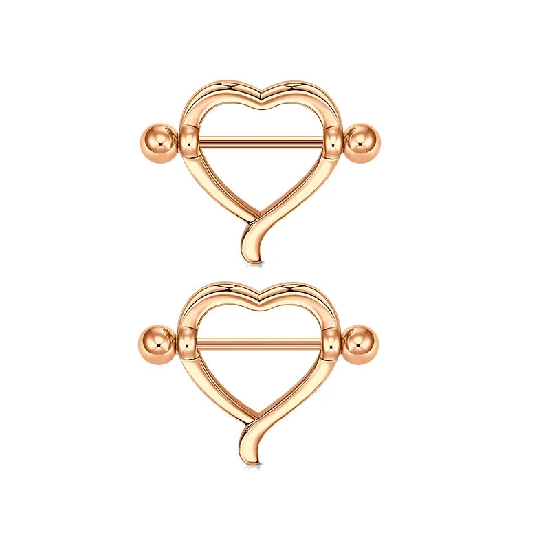 Ingvn  1Pair Heart Shaped Nipple Rings Piercing Jewelry for Women Sexy Clips Stianless Steel Nipple Ring Clamps Pierced Body Jewelry
