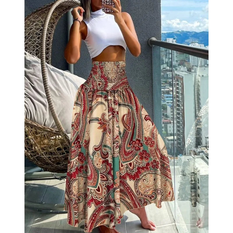 Ingvn  A large quantity of summer clothing and new half length vacation skirts in stock for the summer of 24  long skirts for women