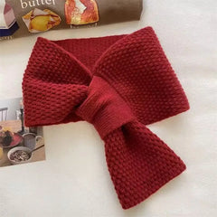 Ingvn - Women's Autumn Winter Korean Solid Knit Lazy Cross Neck Warmer Scarf Student Warm Chic Coquette Trendy