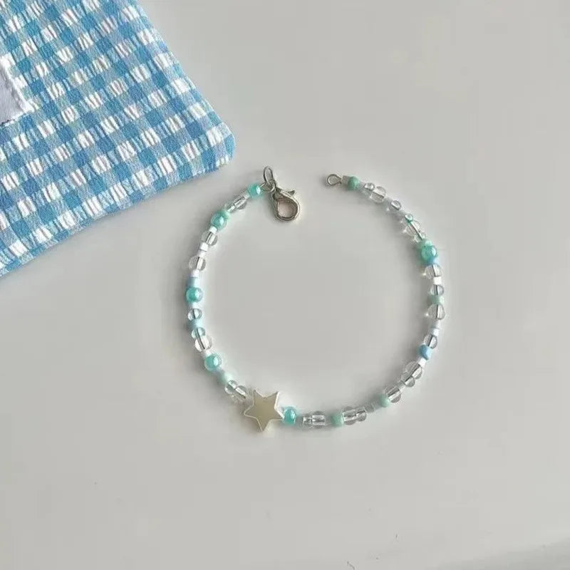 Ingvn  New Cute Geometry Star Conch Ceramic Glass Acrylic Beaded Bracelet Girl Kpop Aesthetic Charm Jewelry Y2K Marine Accessories