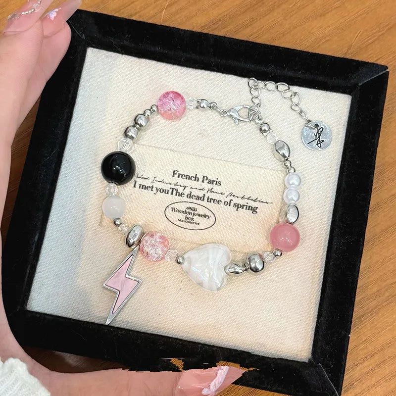 Ingvn  New Cute Geometry Star Conch Ceramic Glass Acrylic Beaded Bracelet Girl Kpop Aesthetic Charm Jewelry Y2K Marine Accessories