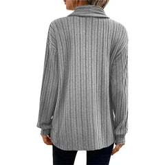 Ingvn  Fashion Women's Fashion Solid Color Autumn Winter Elegant Irregular Ribbed Cardigan Jacket Female Long Sleeve Loose Outwear Coat