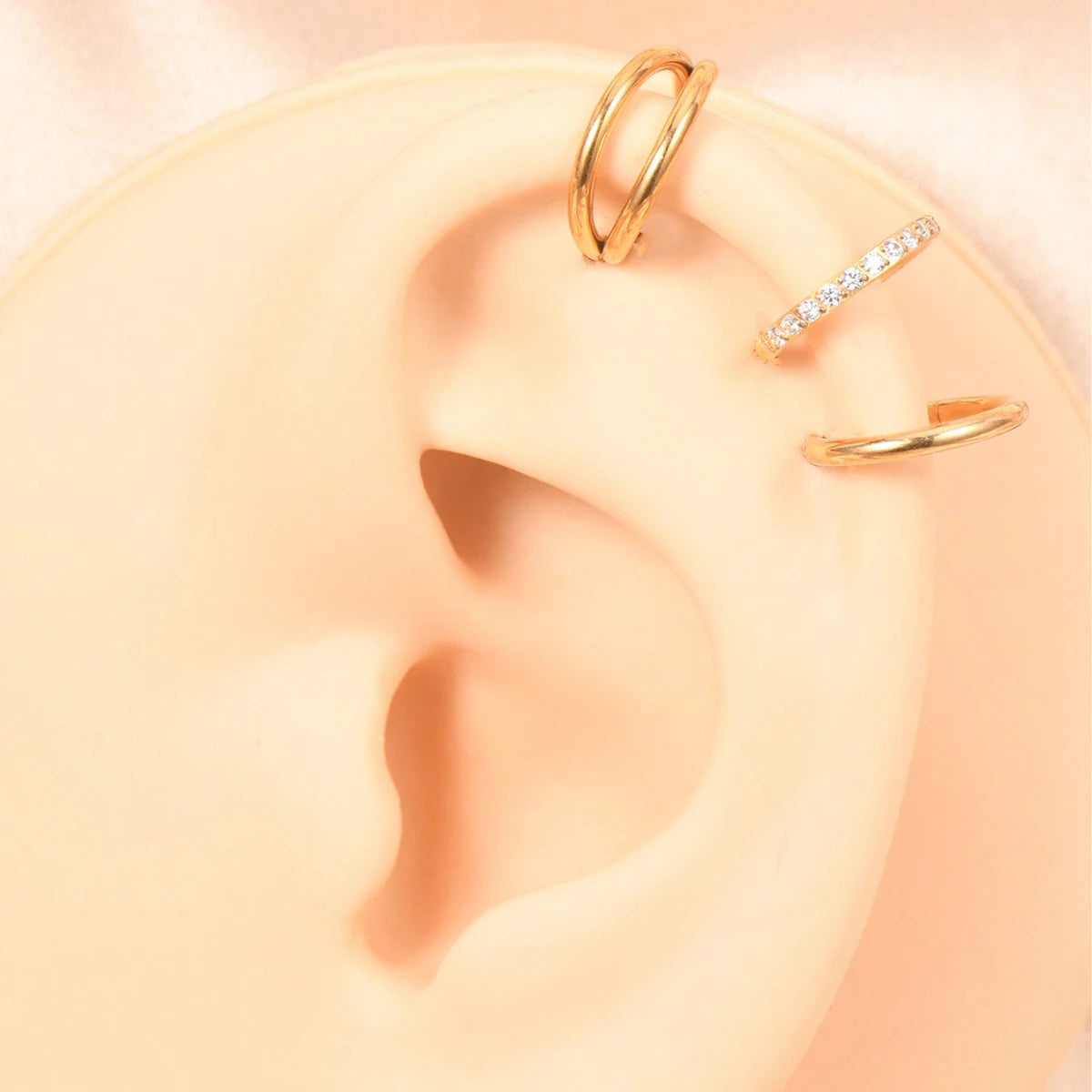 Ingvn  3pcs Nose Rings Hoops - 316L Surgical Steel Double Hoop Nose Rings 16G/18G/20G Hinged CZ Conch Piercing Cartilage Earrin Jewelry